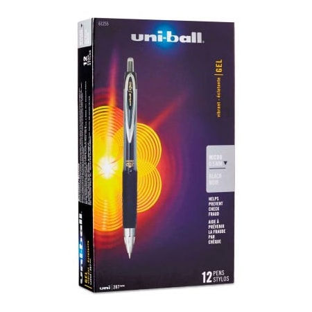 Sanford uni-ball Signo 207 Retractable Gel Pen - Black Ink - 0.5 mm Point - Dozen 61255